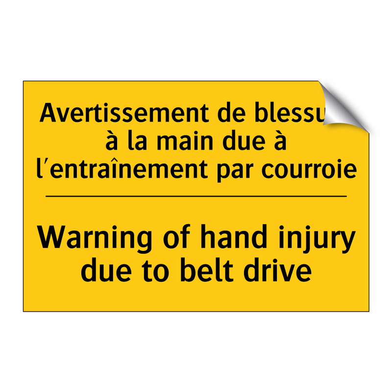 Avertissement de blessure à la  /.../ - Warning of hand injury due to  /.../