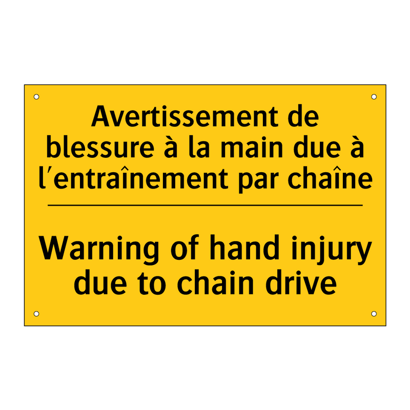 Avertissement de blessure à la  /.../ - Warning of hand injury due to  /.../