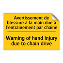 Avertissement de blessure à la  /.../ - Warning of hand injury due to  /.../