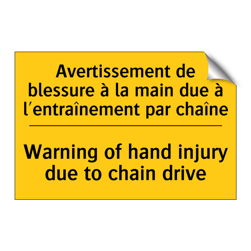 Avertissement de blessure à la  /.../ - Warning of hand injury due to  /.../