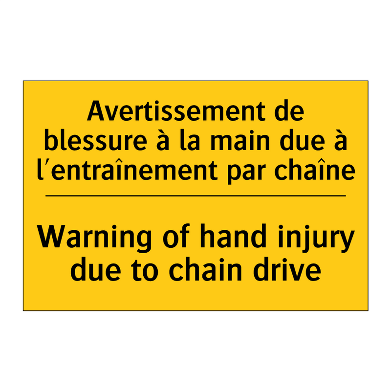 Avertissement de blessure à la  /.../ - Warning of hand injury due to  /.../