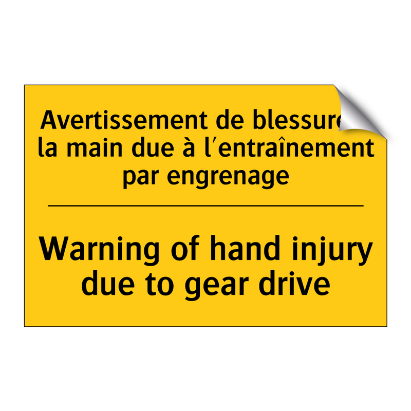 Avertissement de blessure à la  /.../ - Warning of hand injury due to  /.../