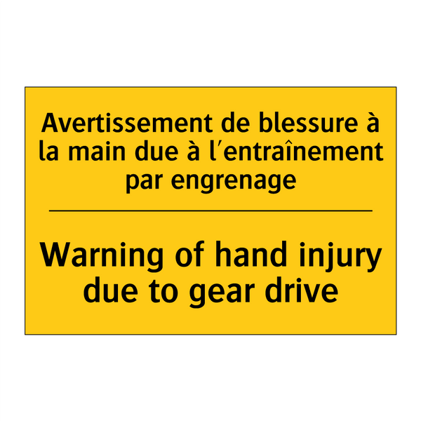 Avertissement de blessure à la  /.../ - Warning of hand injury due to  /.../