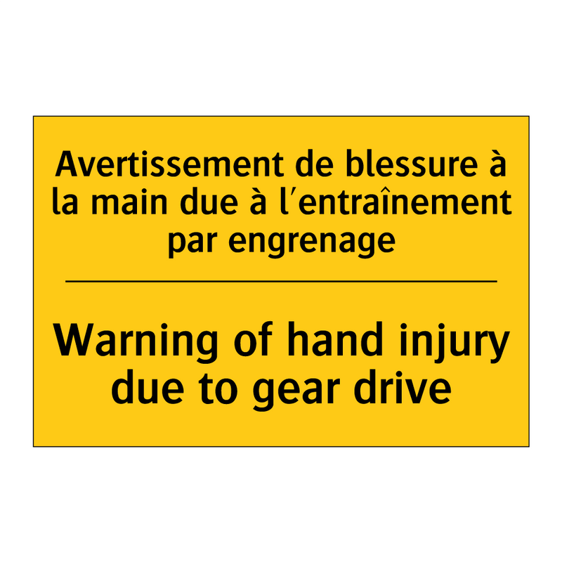 Avertissement de blessure à la  /.../ - Warning of hand injury due to  /.../