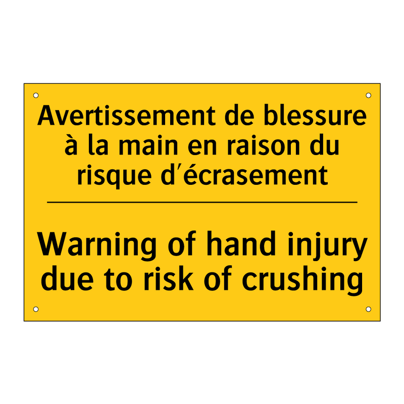 Avertissement de blessure à la  /.../ - Warning of hand injury due to  /.../
