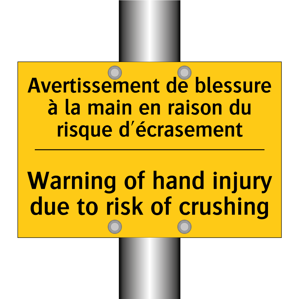 Avertissement de blessure à la  /.../ - Warning of hand injury due to  /.../