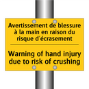 Avertissement de blessure à la  /.../ - Warning of hand injury due to  /.../