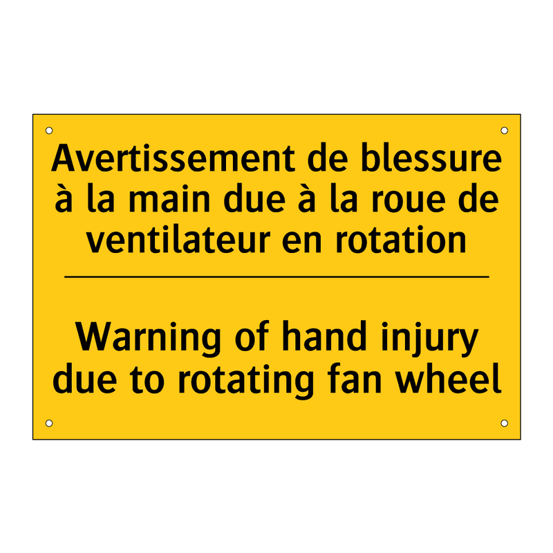 Avertissement de blessure à la  /.../ - Warning of hand injury due to  /.../
