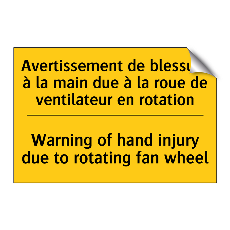 Avertissement de blessure à la  /.../ - Warning of hand injury due to  /.../