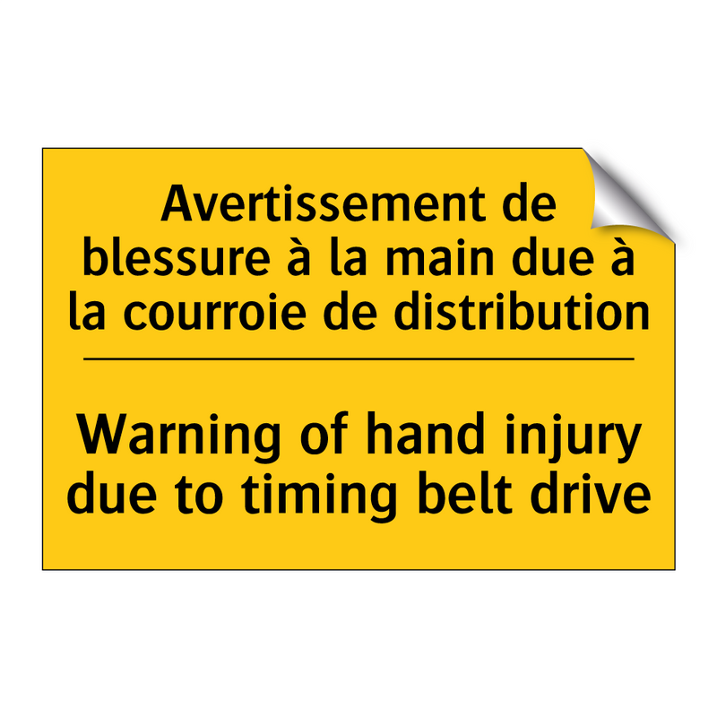 Avertissement de blessure à la  /.../ - Warning of hand injury due to  /.../