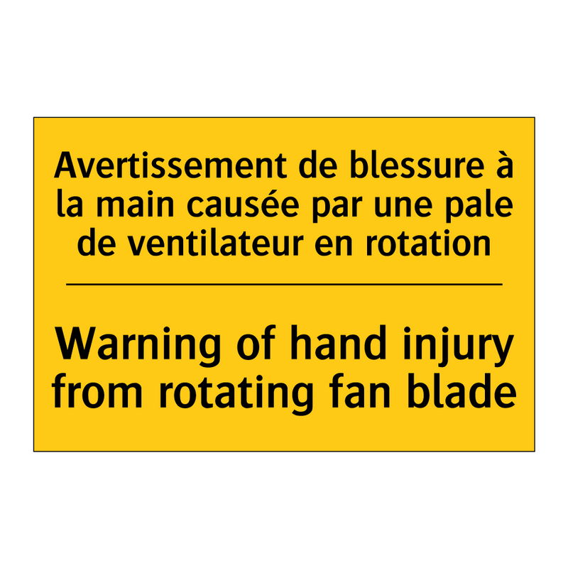 Avertissement de blessure à la  /.../ - Warning of hand injury from rotating  /.../