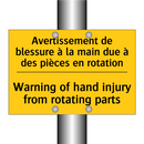 Avertissement de blessure à la  /.../ - Warning of hand injury from rotating  /.../