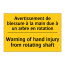 Avertissement de blessure à la  /.../ - Warning of hand injury from rotating  /.../