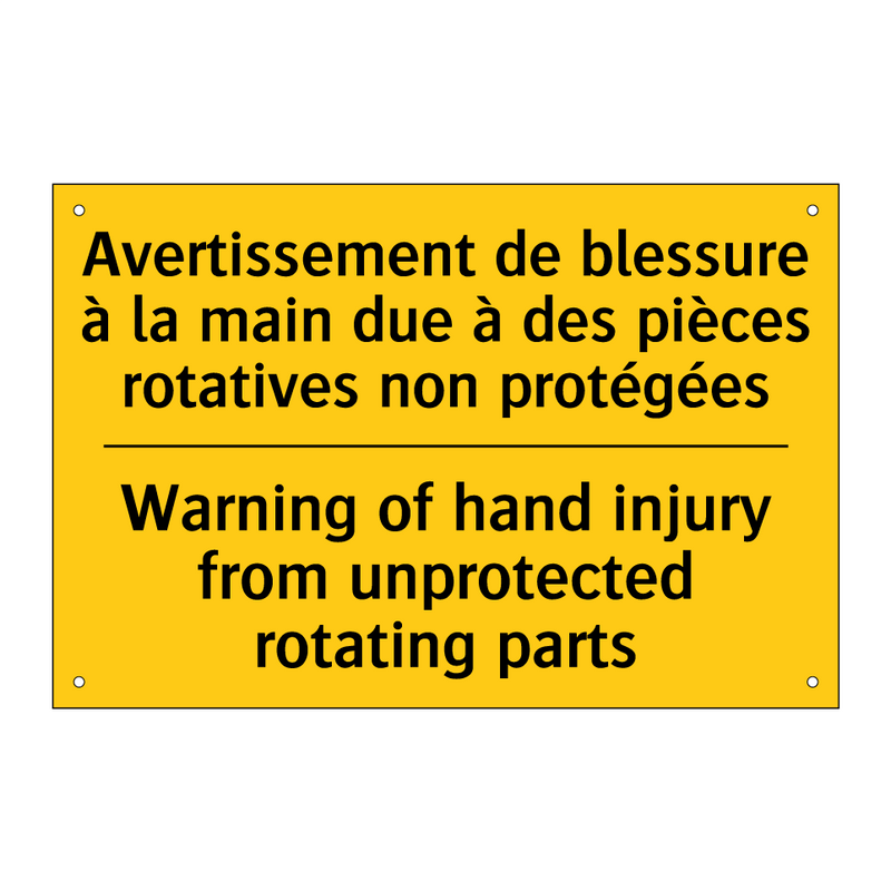 Avertissement de blessure à la  /.../ - Warning of hand injury from unprotected  /.../
