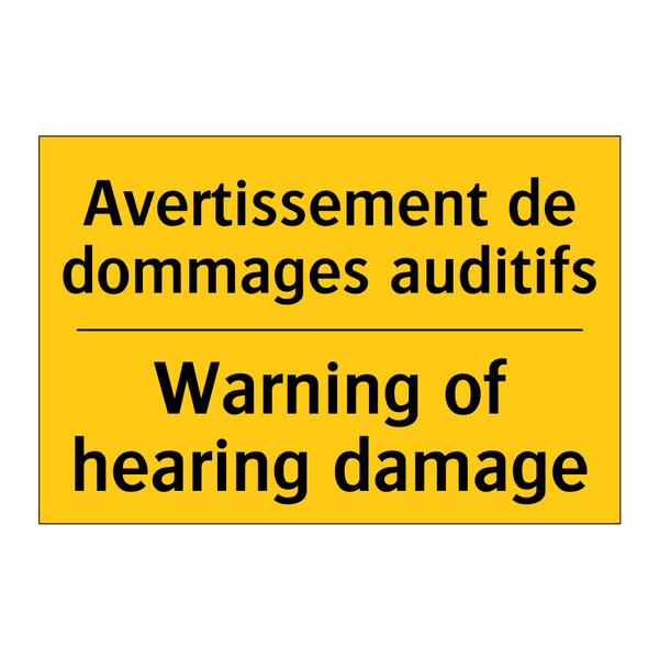 Avertissement de dommages auditifs /.../ - Warning of hearing damage