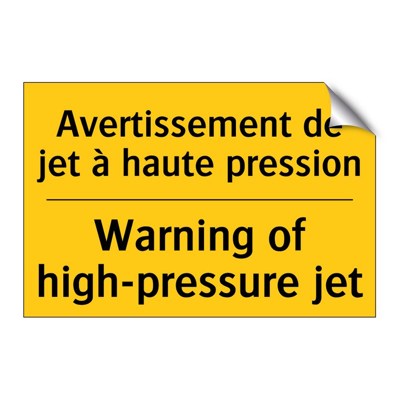 Avertissement de jet à haute pression /.../ - Warning of high-pressure jet