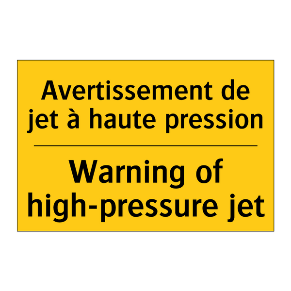 Avertissement de jet à haute pression /.../ - Warning of high-pressure jet
