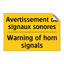 Avertissement de signaux sonores /.../ - Warning of horn signals