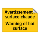 Avertissement : surface chaude - Warning of hot surface
