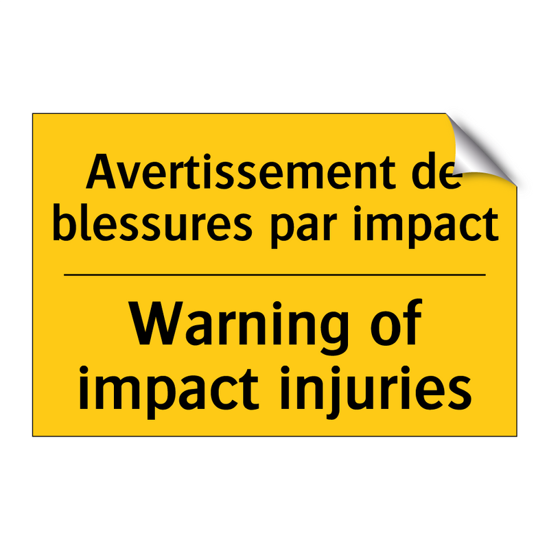Avertissement de blessures par  /.../ - Warning of impact injuries