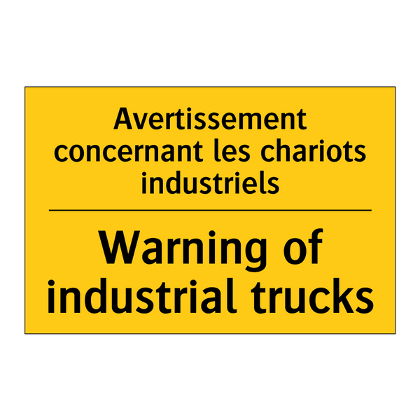 Avertissement concernant les chariots  /.../ - Warning of industrial trucks