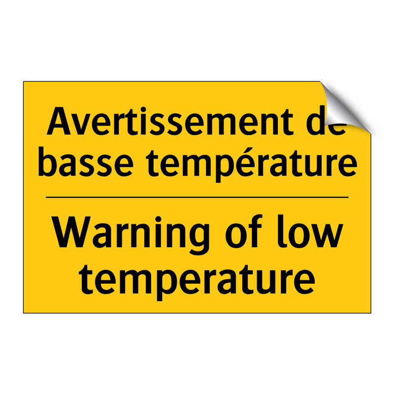 Avertissement de basse température /.../ - Warning of low temperature