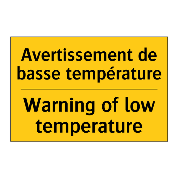 Avertissement de basse température /.../ - Warning of low temperature