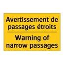 Avertissement de passages étroits /.../ - Warning of narrow passages