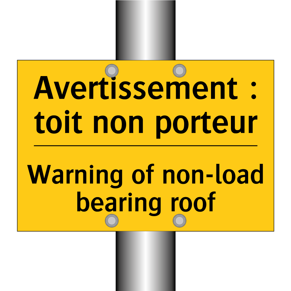 Avertissement : toit non porteur /.../ - Warning of non-load bearing roof /.../