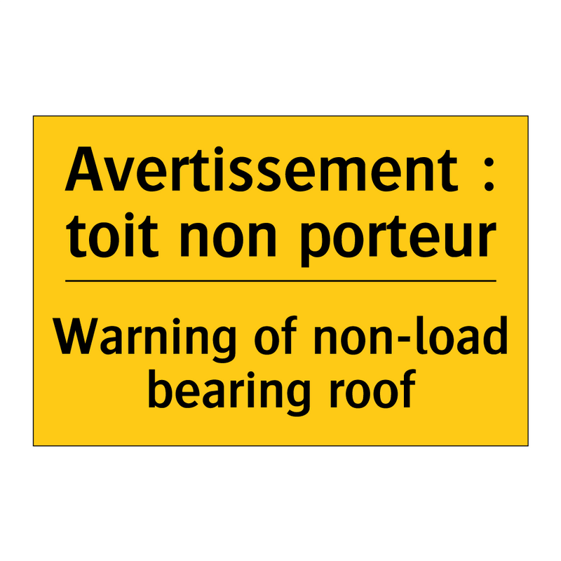 Avertissement : toit non porteur /.../ - Warning of non-load bearing roof /.../