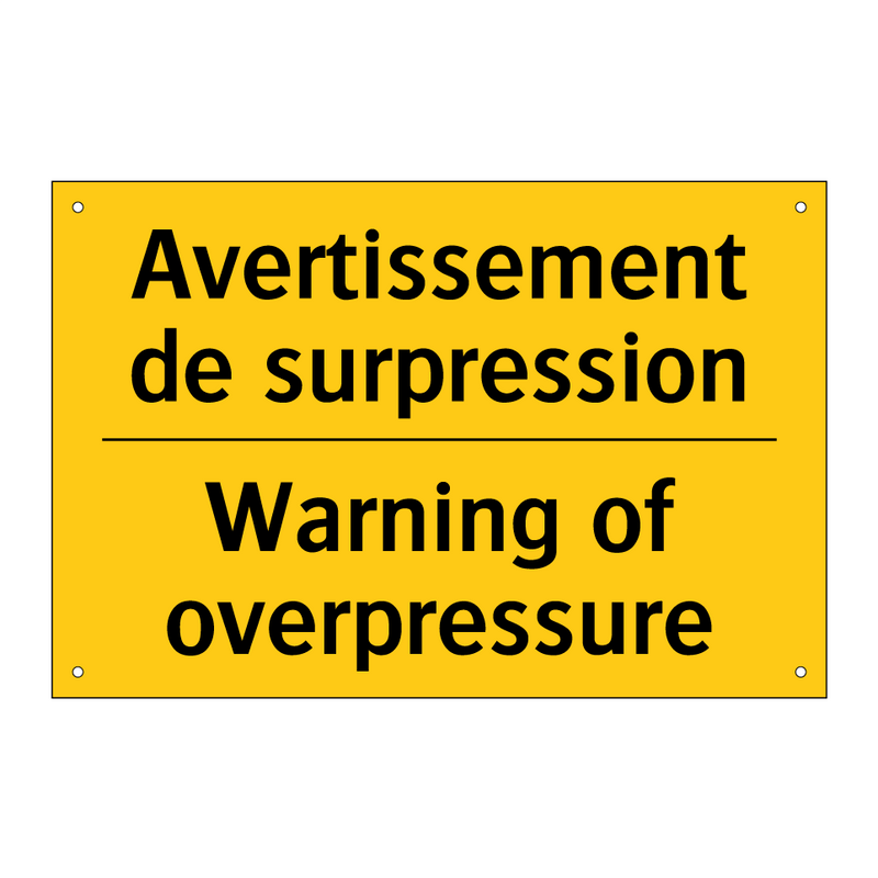 Avertissement de surpression - Warning of overpressure