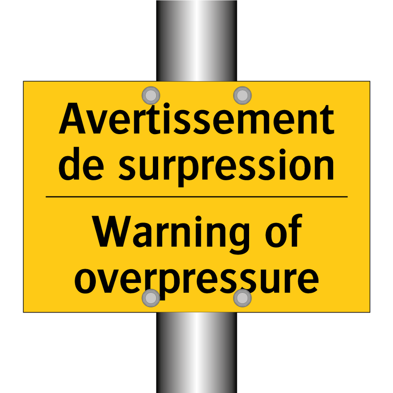 Avertissement de surpression - Warning of overpressure