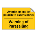 Avertissement de parachute ascensionnel /.../ - Warning of Parasailing