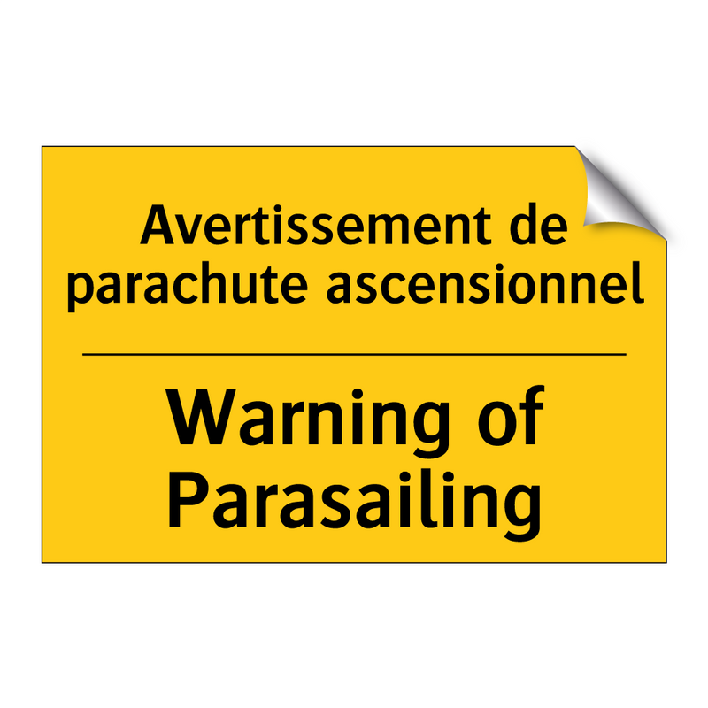 Avertissement de parachute ascensionnel /.../ - Warning of Parasailing