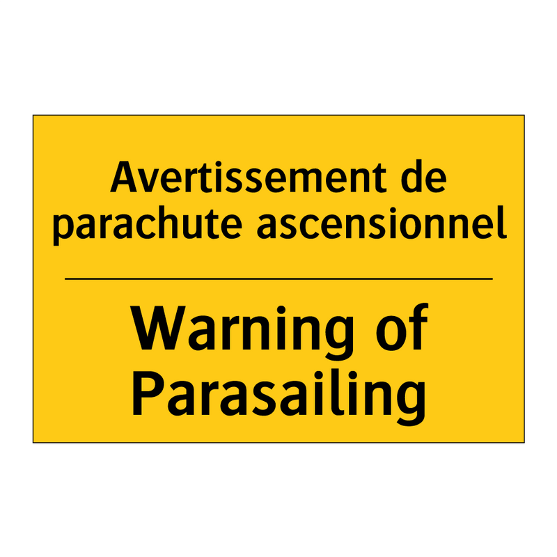 Avertissement de parachute ascensionnel /.../ - Warning of Parasailing