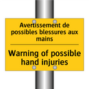 Avertissement de possibles blessures  /.../ - Warning of possible hand injuries /.../
