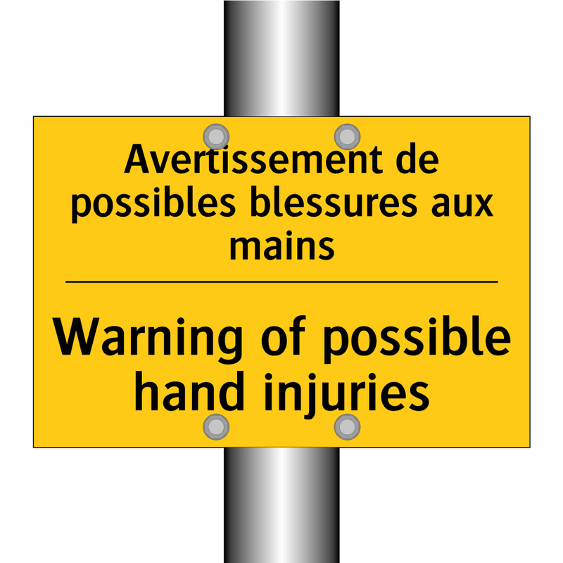 Avertissement de possibles blessures  /.../ - Warning of possible hand injuries /.../