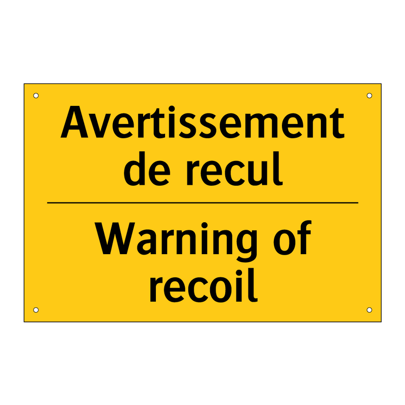 Avertissement de recul - Warning of recoil