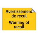 Avertissement de recul - Warning of recoil