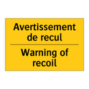 Avertissement de recul - Warning of recoil