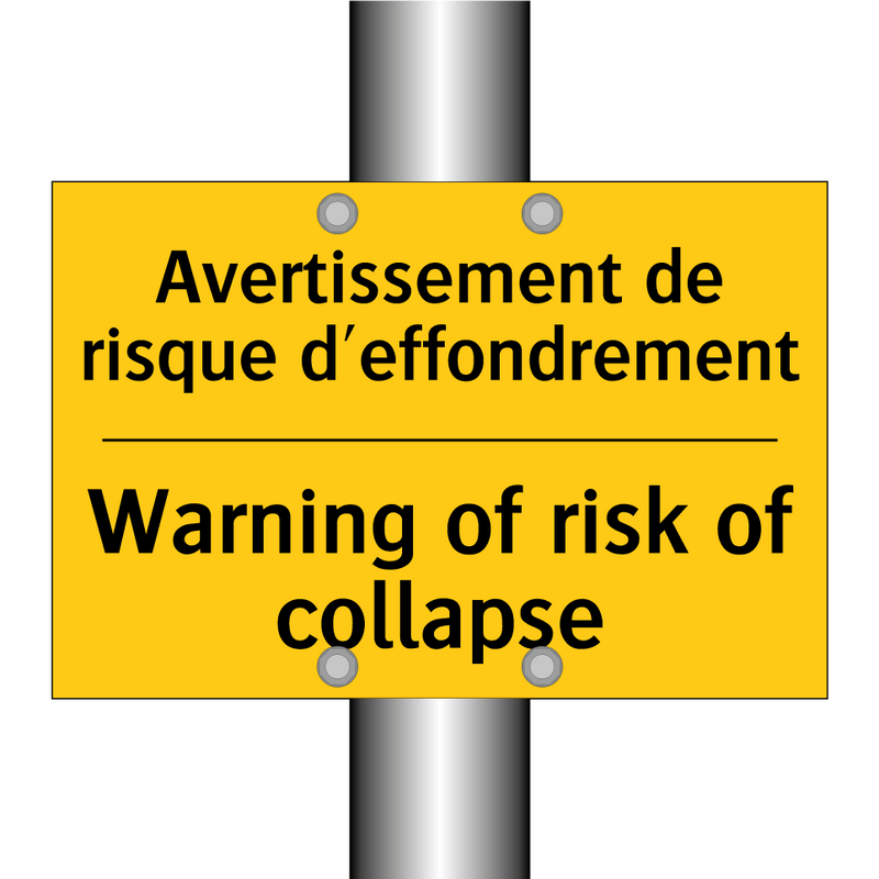 Avertissement de risque d'effondrement /.../ - Warning of risk of collapse