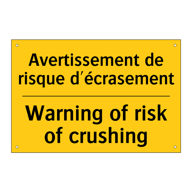 Avertissement de risque d'écrasement /.../ - Warning of risk of crushing