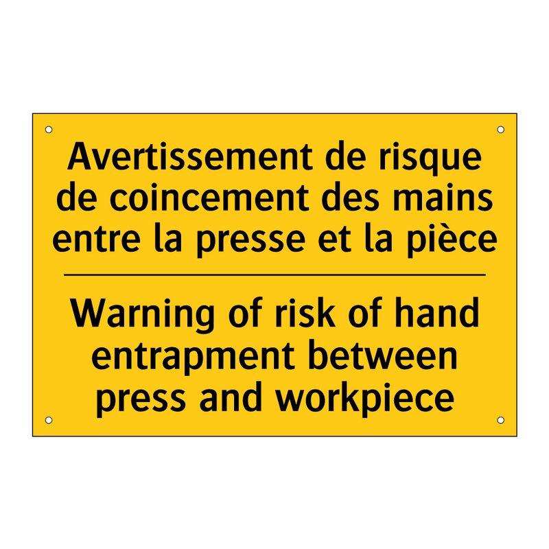 Avertissement de risque de coincement  /.../ - Warning of risk of hand entrapment  /.../