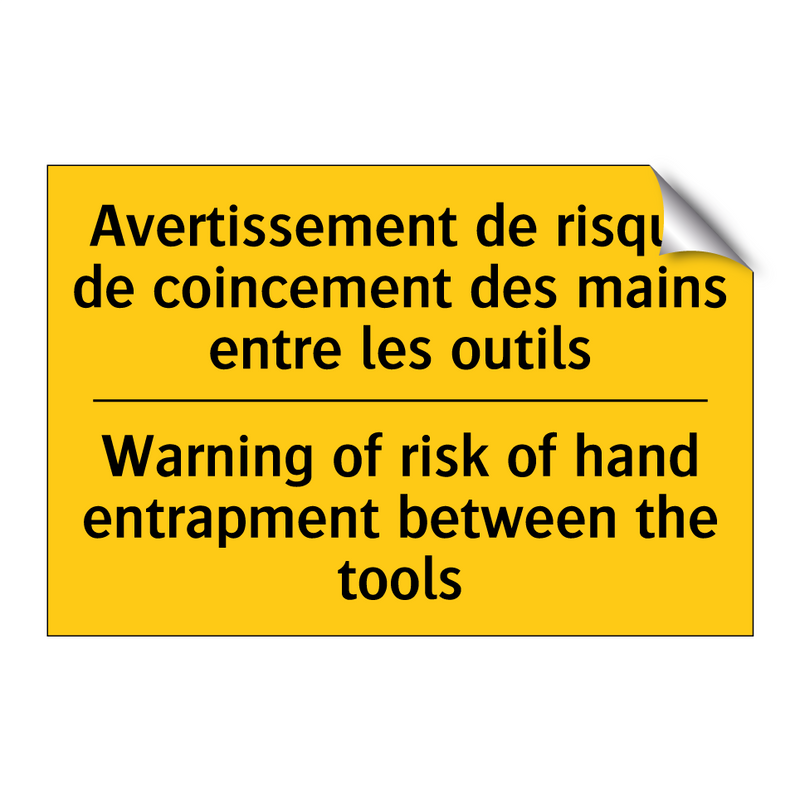 Avertissement de risque de coincement  /.../ - Warning of risk of hand entrapment  /.../