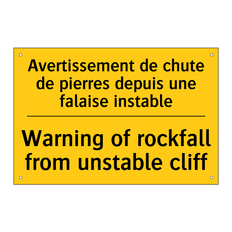 Avertissement de chute de pierres  /.../ - Warning of rockfall from unstable  /.../