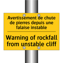 Avertissement de chute de pierres  /.../ - Warning of rockfall from unstable  /.../