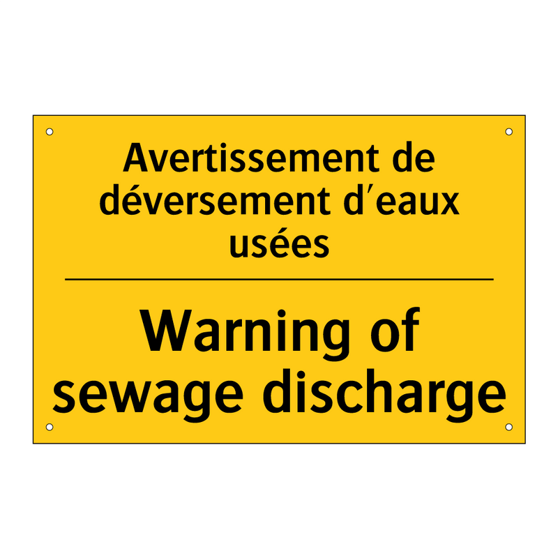 Avertissement de déversement d'eaux  /.../ - Warning of sewage discharge