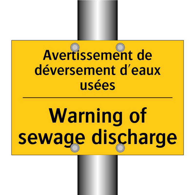 Avertissement de déversement d'eaux  /.../ - Warning of sewage discharge