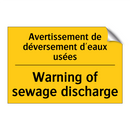 Avertissement de déversement d'eaux  /.../ - Warning of sewage discharge