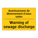 Avertissement de déversement d'eaux  /.../ - Warning of sewage discharge